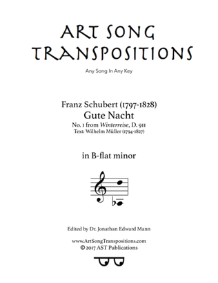 Book cover for SCHUBERT: Gute Nacht, D. 911 no. 1 (transposed to B-flat minor)