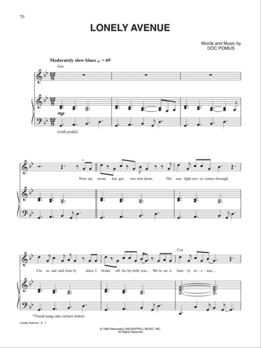 Lonely Avenue Piano, Vocal, Guitar scores gallery preview page 1