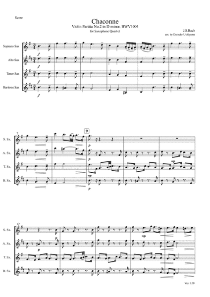Bach Chaconne for Saxophone Quartet