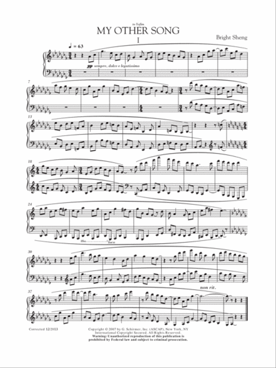 My Other Song Piano scores gallery preview page 1