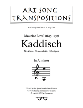 Book cover for RAVEL: Kaddisch (transposed to A minor)