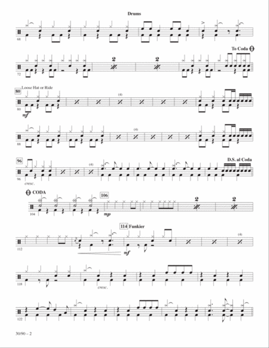 30/90 (from tick, tick... BOOM!) (arr. Roger Emerson) - Drums Choir scores gallery preview page 2