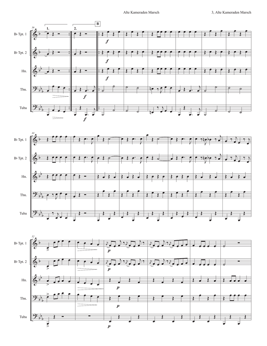 Alte Kameraden (Old Comrades) March Brass Ensemble scores gallery preview page 3
