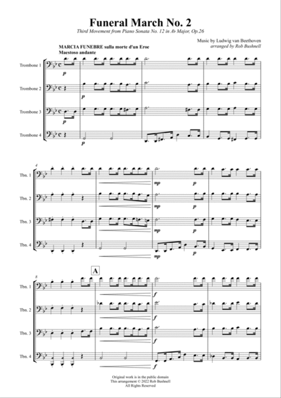Funeral March No.2 (Beethoven) - Trombone Quartet Brass Quartet scores gallery preview page 4
