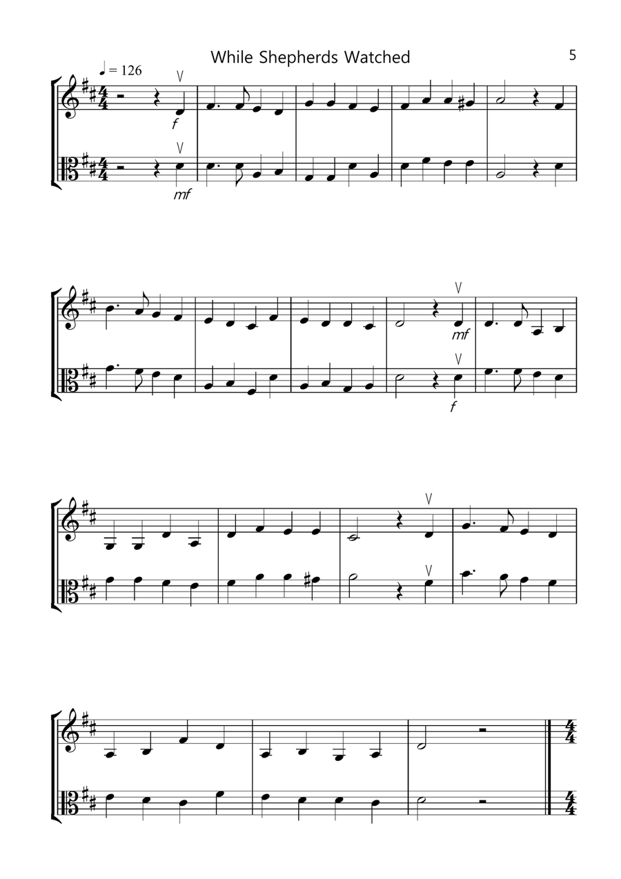 8 Easy Christmas Duets for Violin and Viola String Duet scores gallery preview page 5