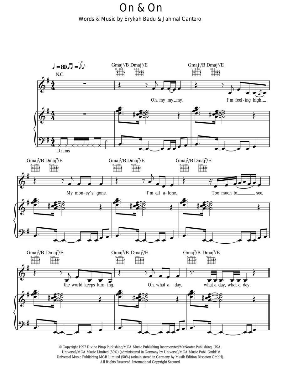 On & On Piano, Vocal, Guitar scores gallery preview page 1