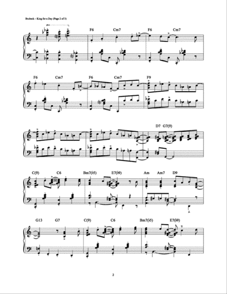 King for a Day Piano Solo scores gallery preview page 2