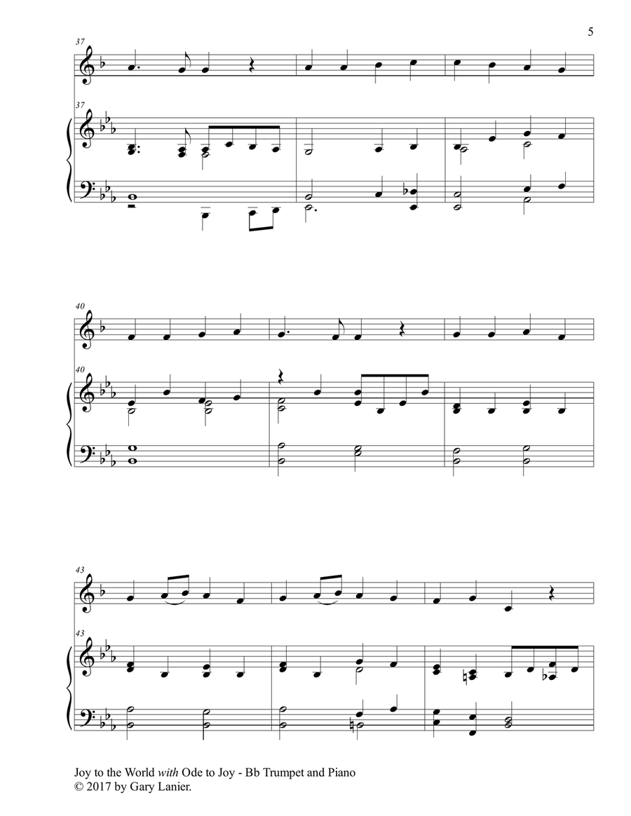 JOY TO THE WORLD with ODE TO JOY (Bb Trumpet with Piano & Score/Part) B-Flat Trumpet scores gallery preview page 6
