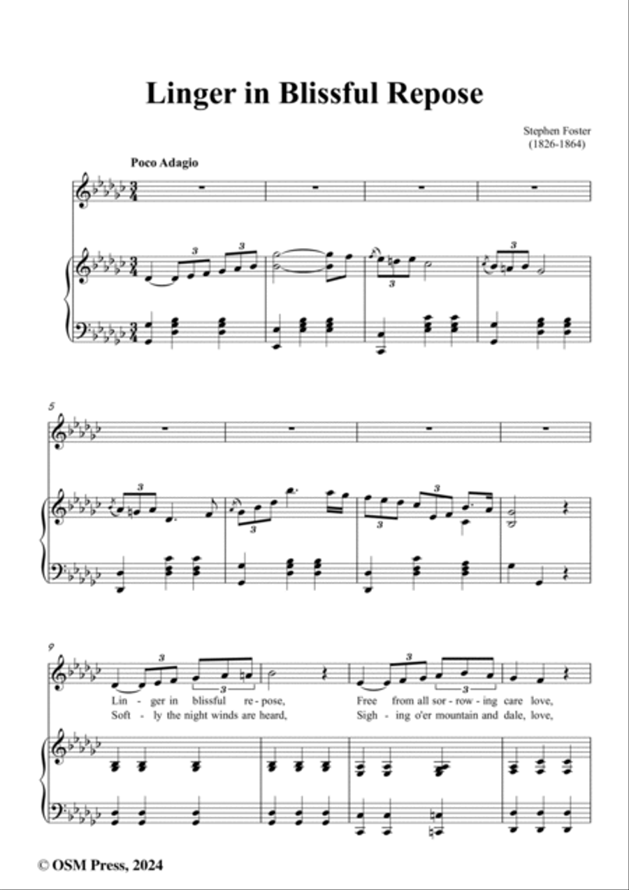 S. Foster-Linger in Blissful Repose,in G flat Major Voice scores gallery preview page 2