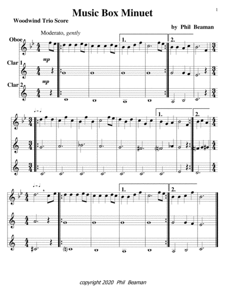 Music Box Minuet-Oboe-2 Clarinet trio image number null