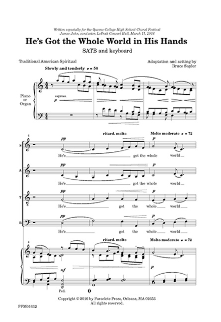 He's Got the Whole World in His Hands 4-Part scores gallery preview page 1