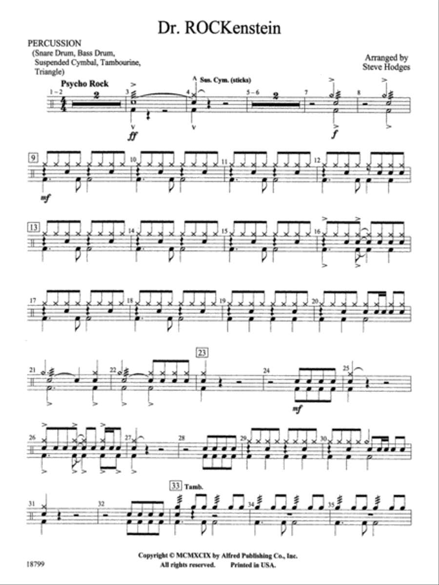 Dr. Rockenstein: 1st Percussion Concert Band scores gallery preview page 1