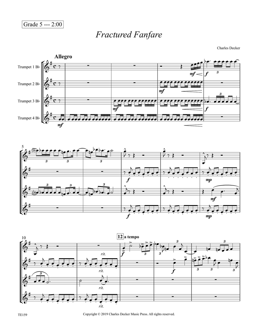 Fractured Fanfare for Trumpet Ensemble Chamber Music scores gallery preview page 3