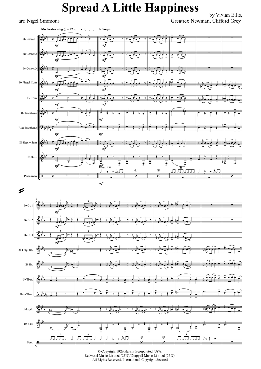 Spread A Little Happiness Brass Ensemble scores gallery preview page 1