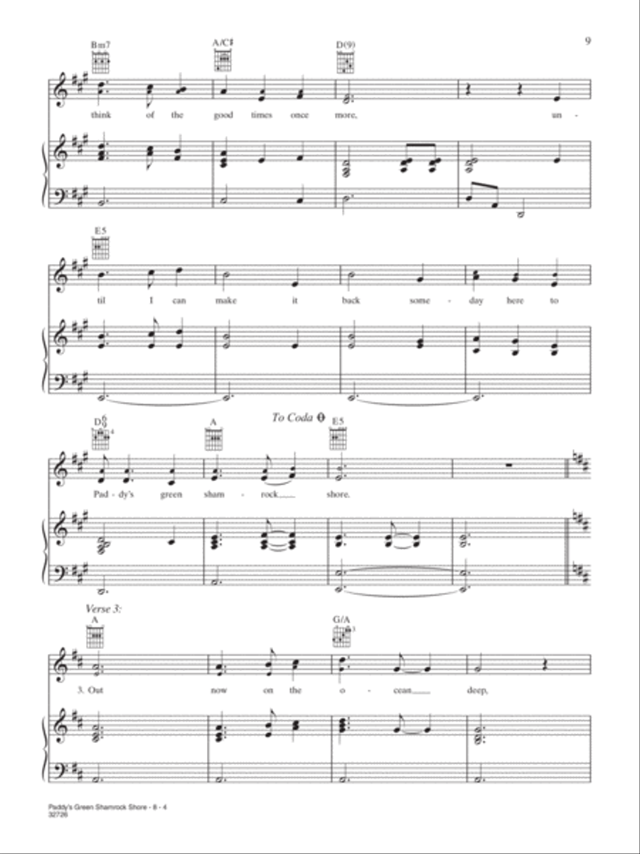 Paddy's Green Shamrock Shore Piano, Vocal, Guitar scores gallery preview page 4