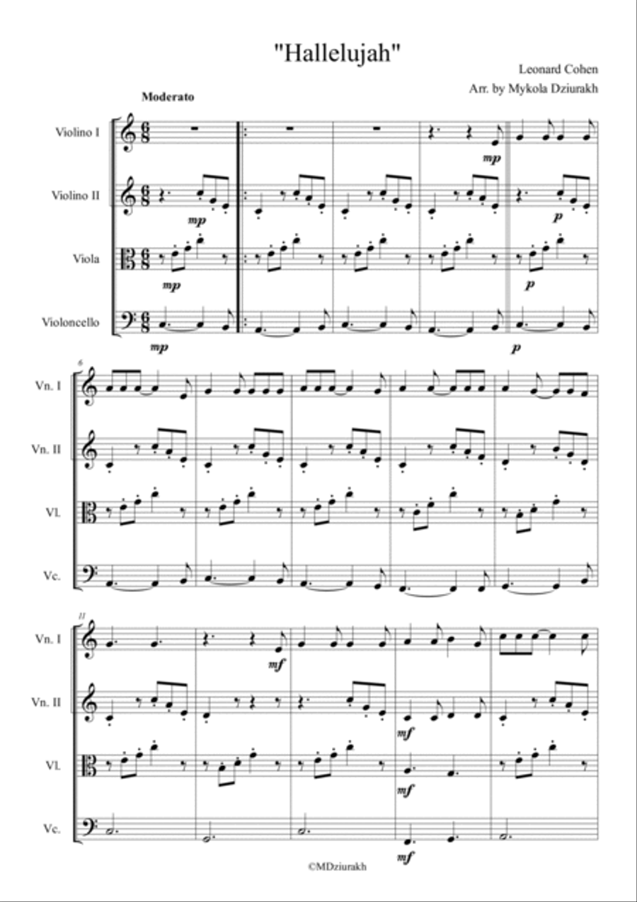 Hallelujah String Quartet scores gallery preview page 4