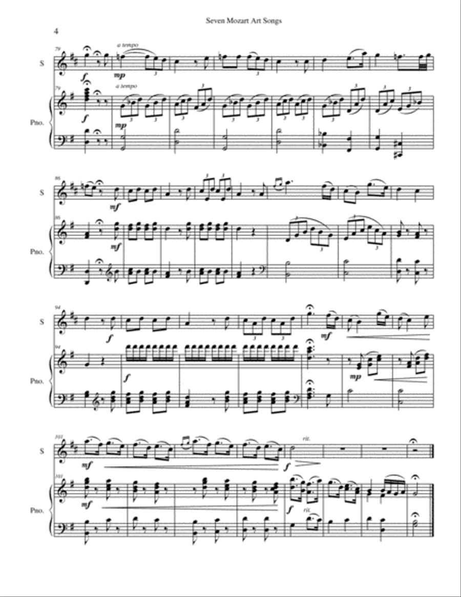 Seven Mozart Art Songs Horn scores gallery preview page 4