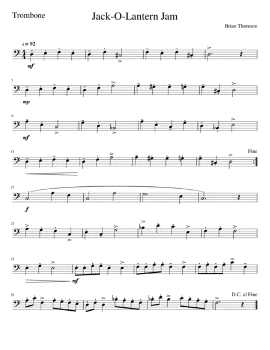 JACK-O-LANTERN JAM JACK-O-LANTERN JAM Trombone Solo scores gallery preview page 1