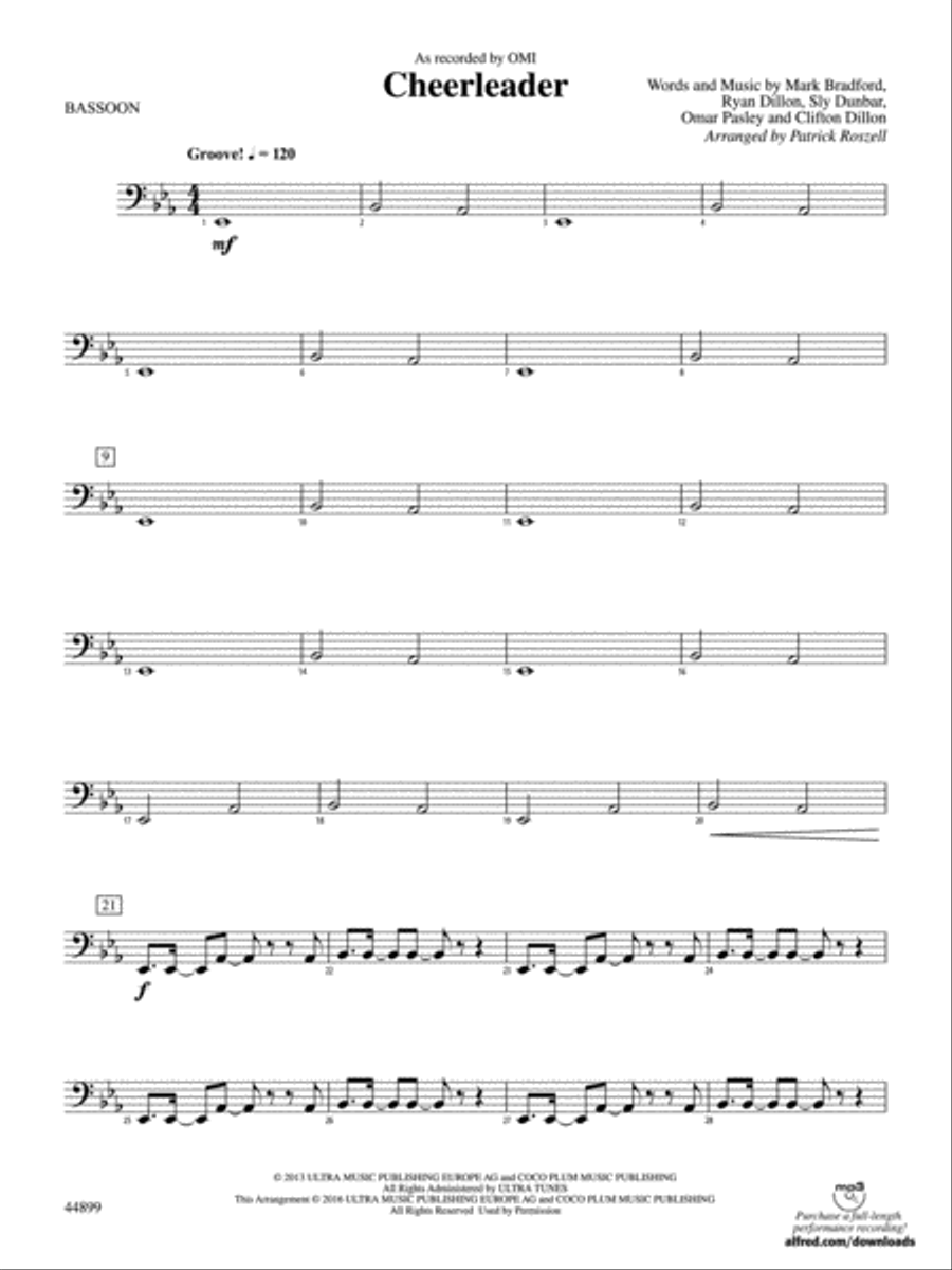 Cheerleader: Bassoon Concert Band scores gallery preview page 1