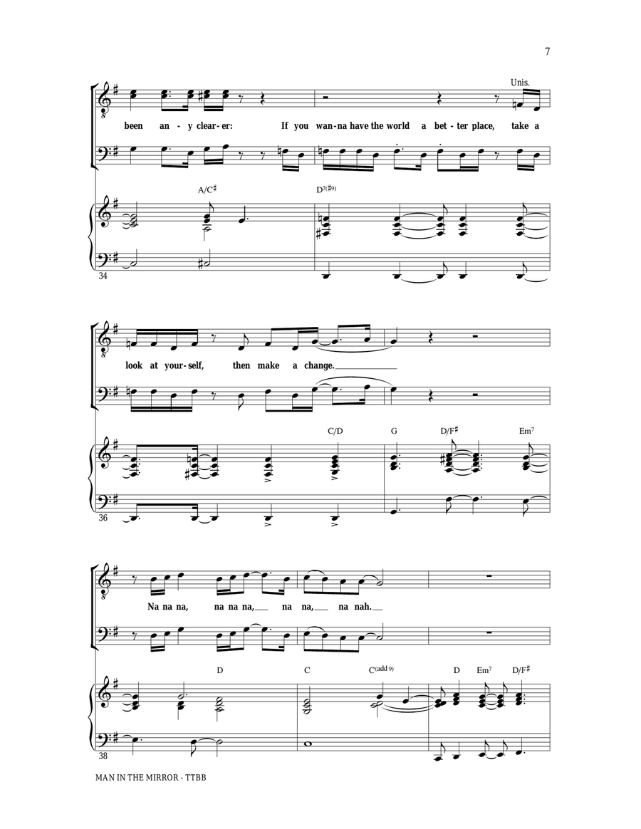 Man In The Mirror (arr. Ed Lojeski) TTBB scores gallery preview page 5