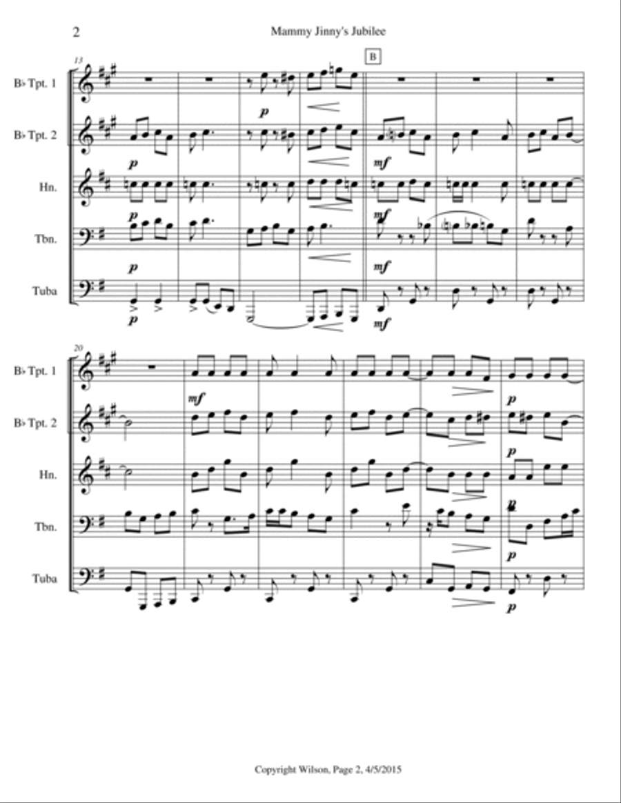 Mammy Jinny's Jubilee Brass Quintet scores gallery preview page 3