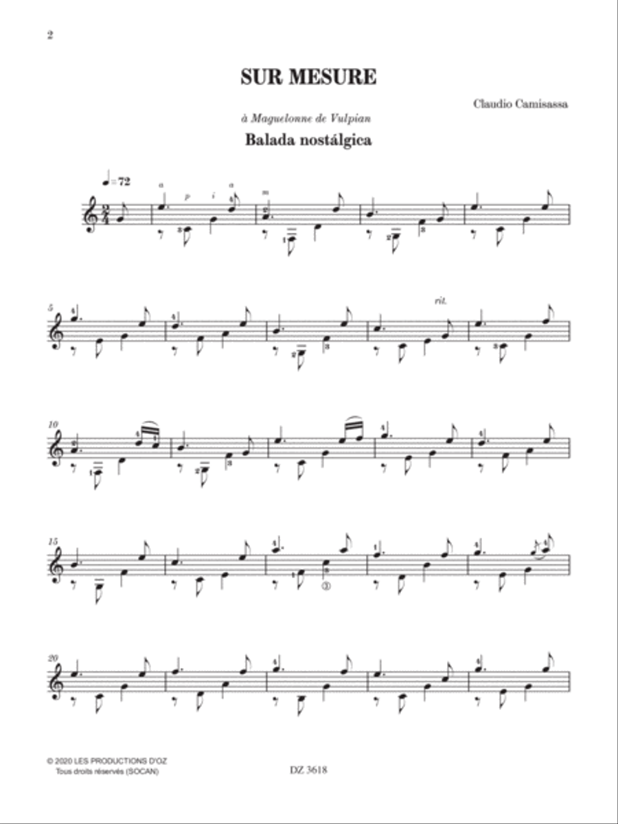 Sur mesure Sur mesure Classical Guitar scores gallery preview page 3