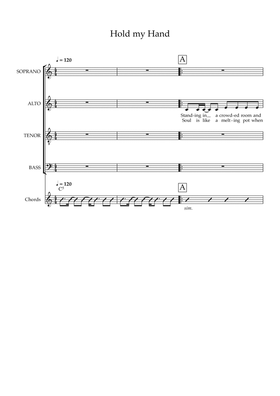 Hold My Hand Hold My Hand 4-Part scores gallery preview page 1