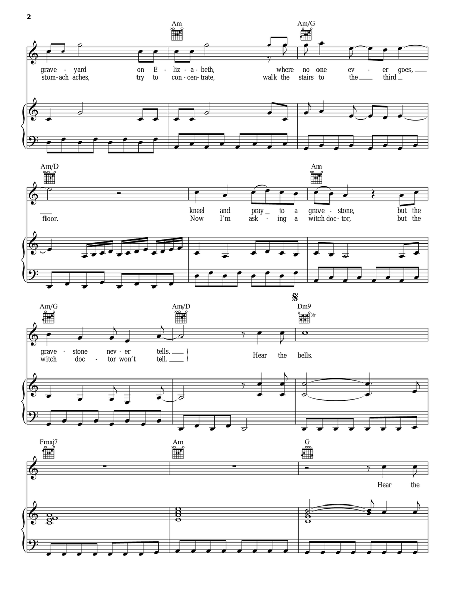 Hear The Bells Hear The Bells Piano, Vocal, Guitar scores gallery preview page 2