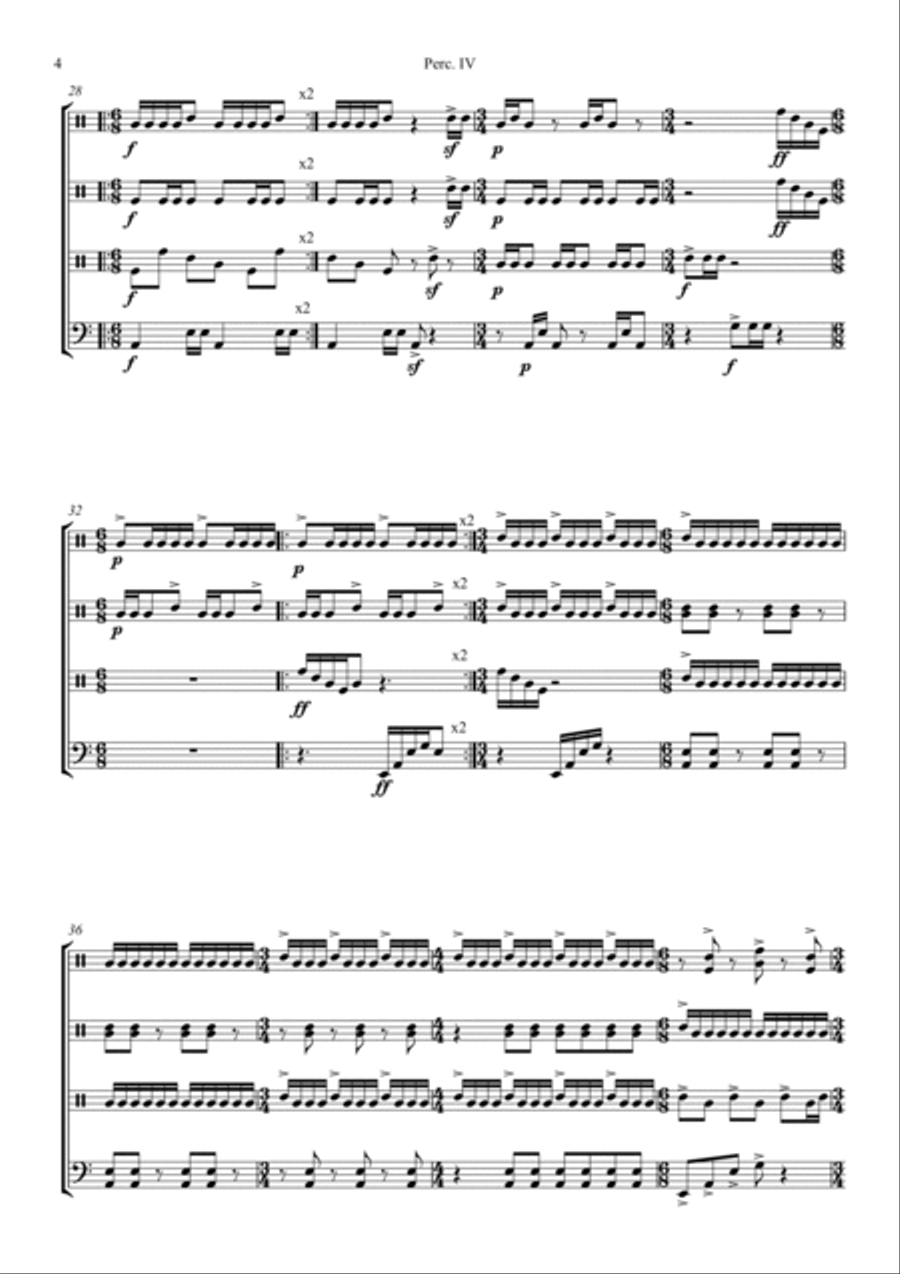 DRUMS for 4 Percussionists-Kyungjung, Kim- Drums scores gallery preview page 4