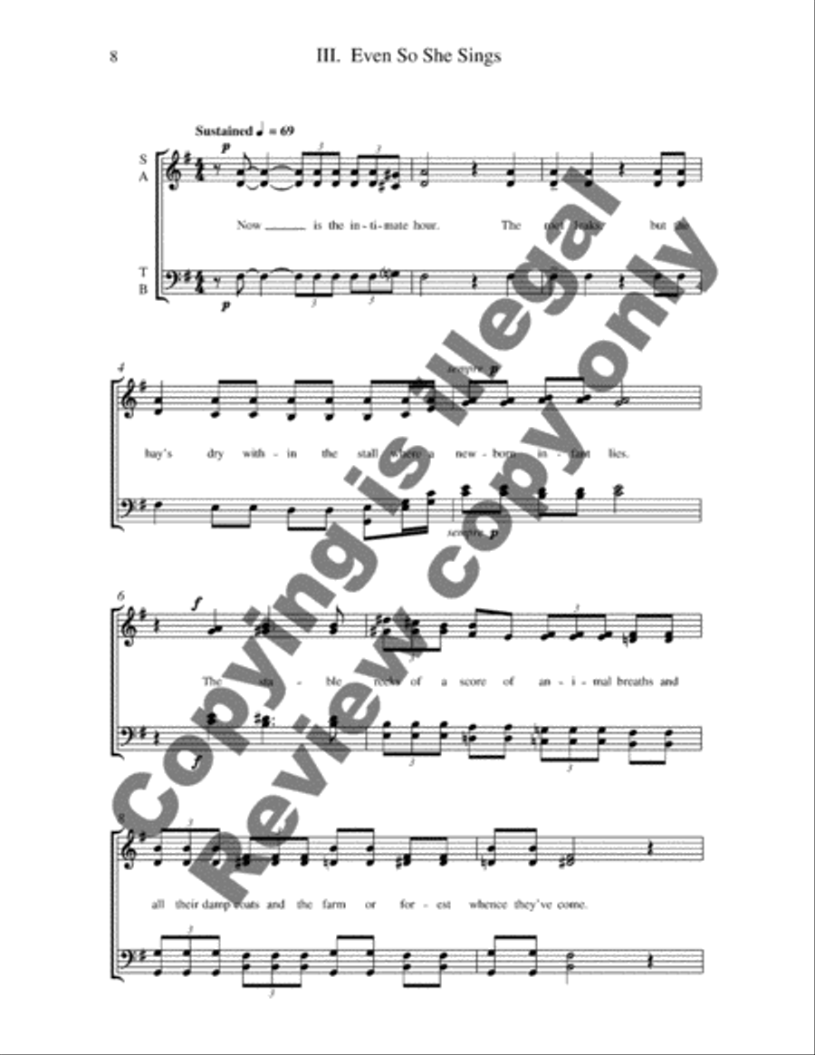 For Him She Sings: Three Domestic Carols 4-Part scores gallery preview page 5