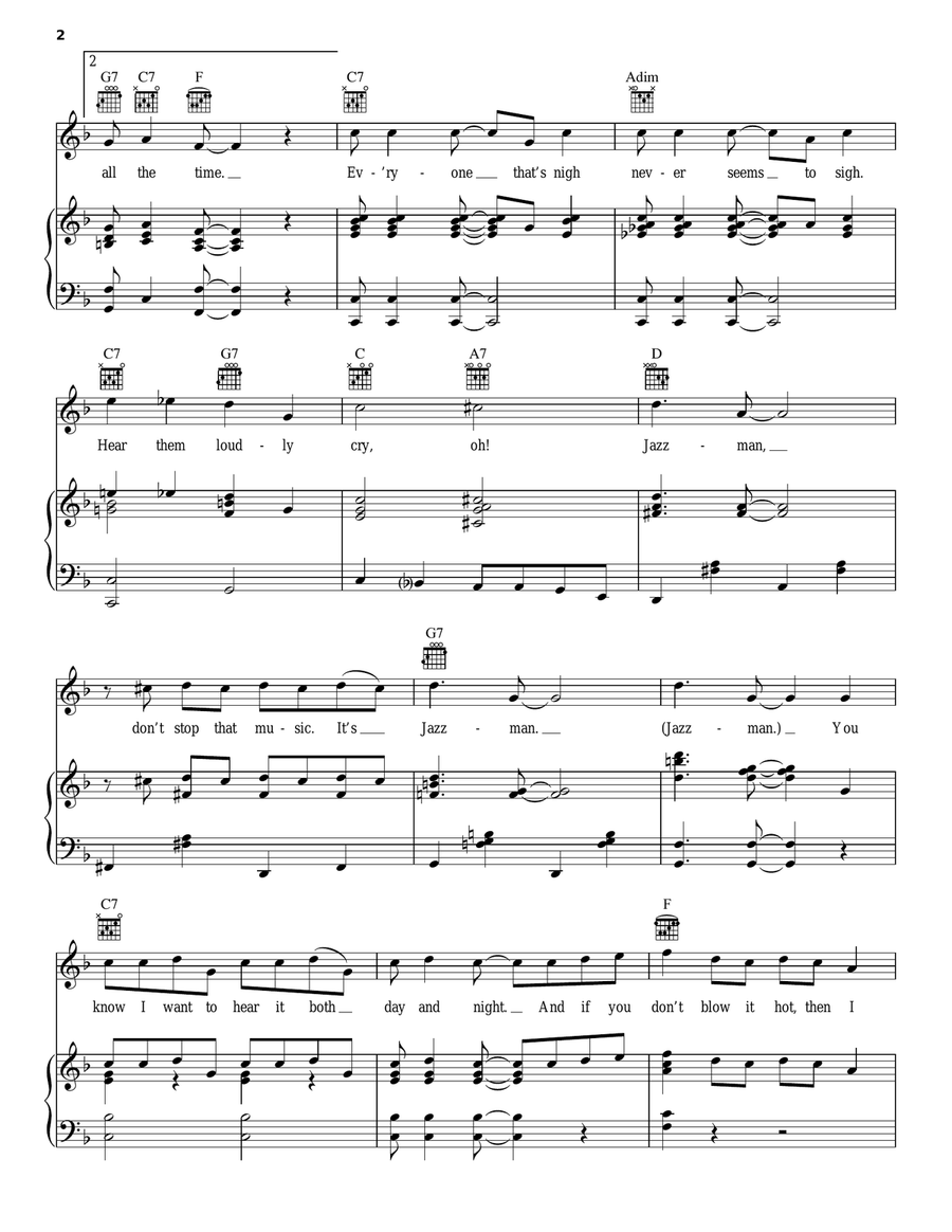 The Jazz-Me Blues Piano, Vocal, Guitar scores gallery preview page 2