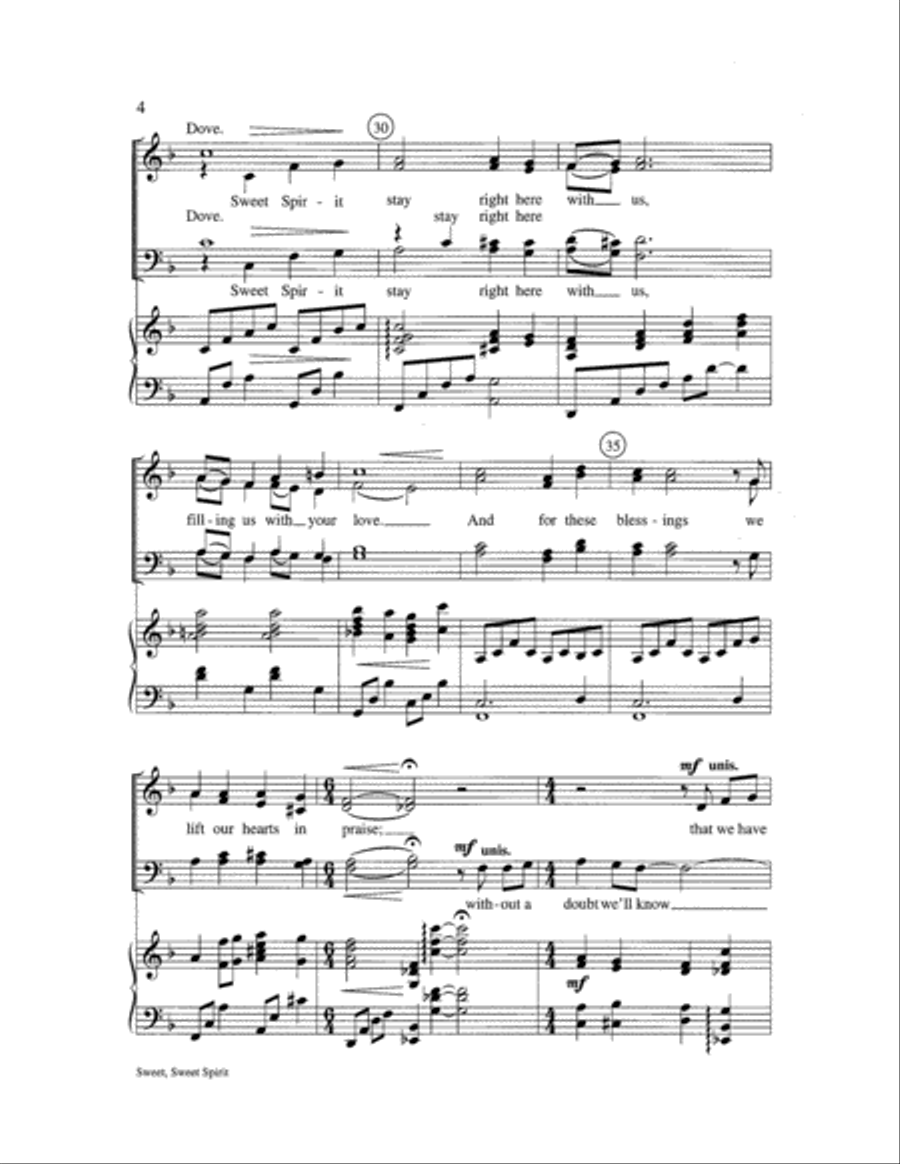 Sweet, Sweet Spirit 4-Part scores gallery preview page 4