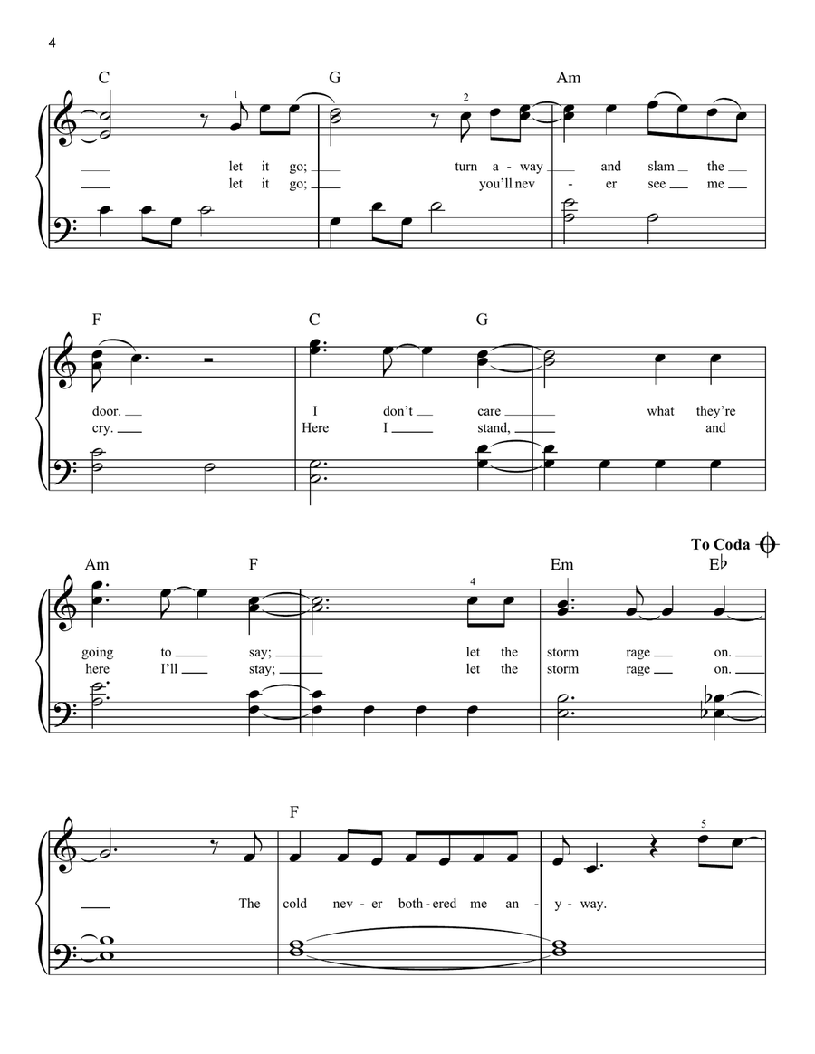 Let It Go (from Frozen) Easy Piano scores gallery preview page 4