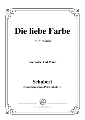 Book cover for Schubert-Die liebe Farbe,from 'Die Schöne Müllerin',Op.25 No.16,in d minor,for Voice&Piano