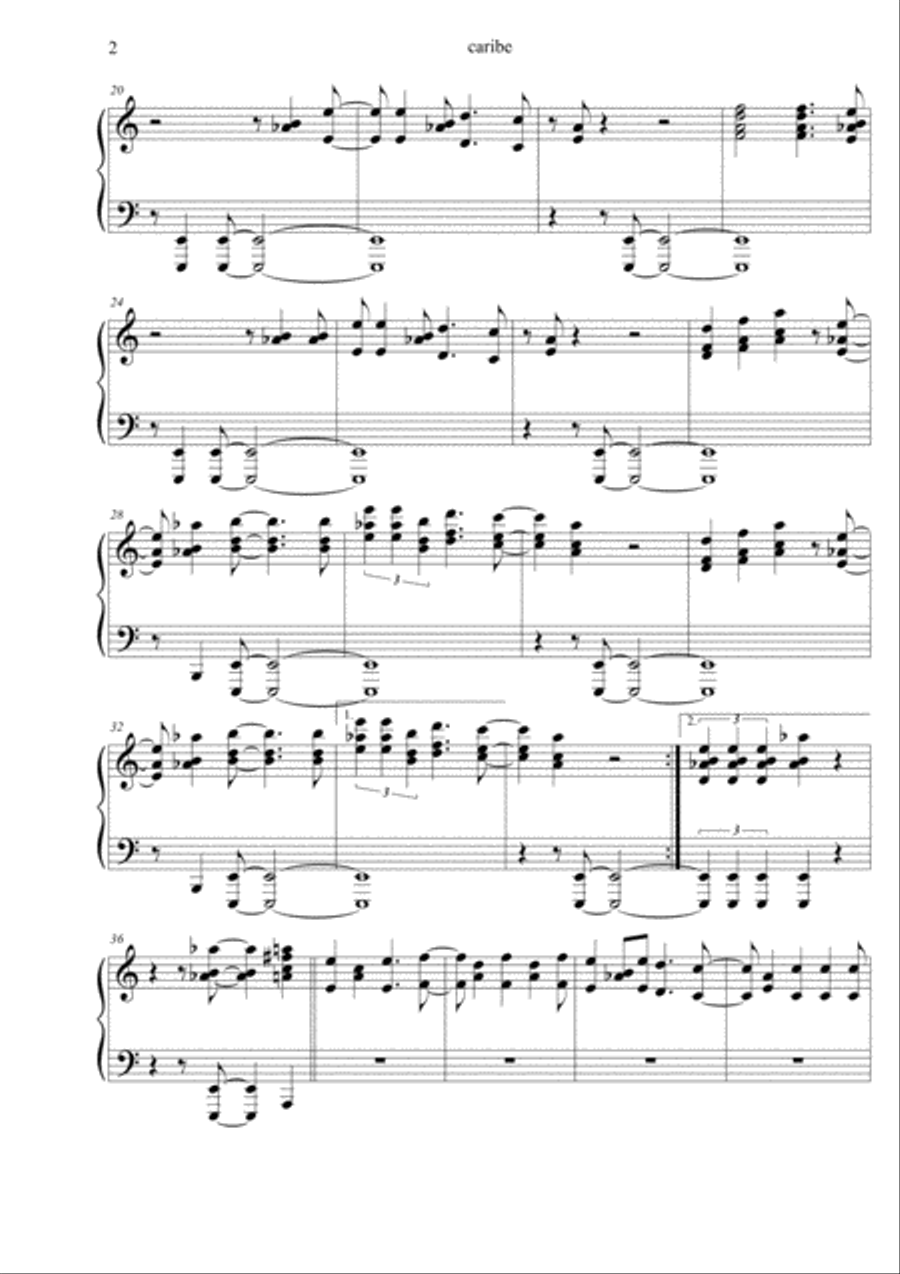 Caribe Piano Solo scores gallery preview page 2