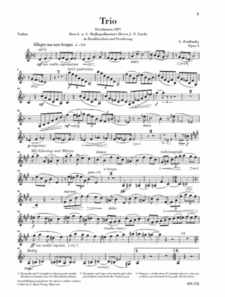 Trio for Piano, Clarinet (Violin) and Violoncello in D-minor Op. 3