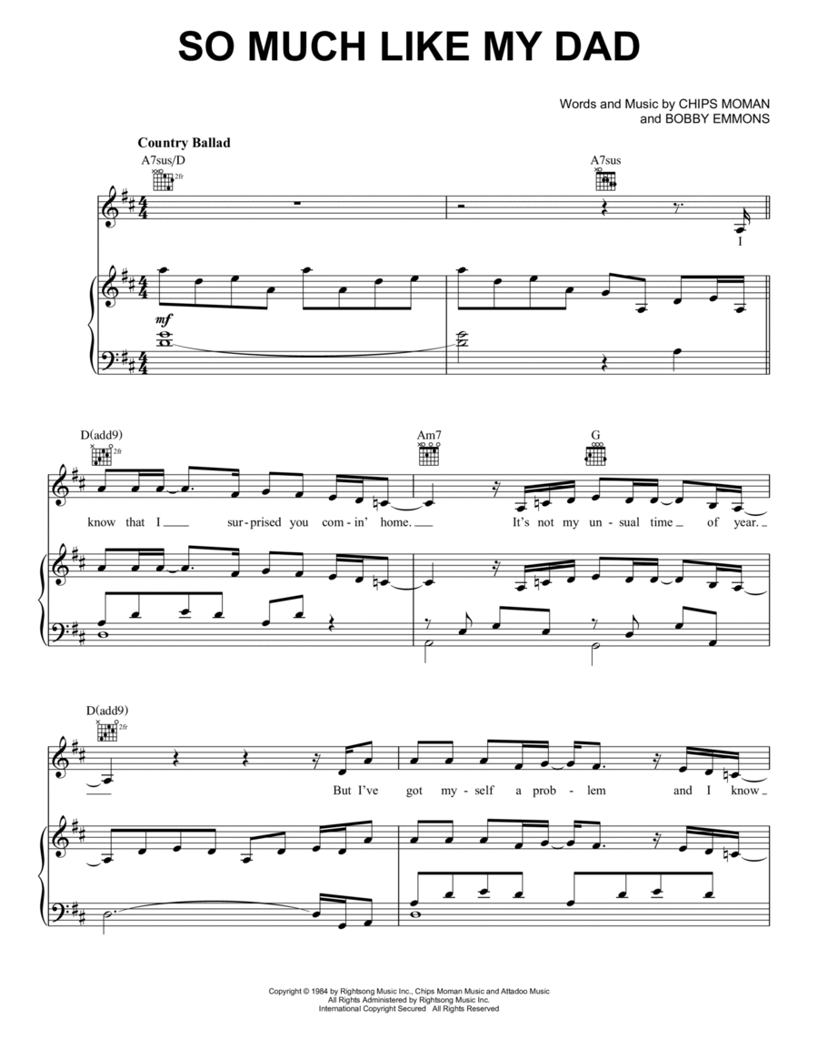 So Much Like My Dad So Much Like My Dad Piano, Vocal, Guitar scores gallery preview page 1