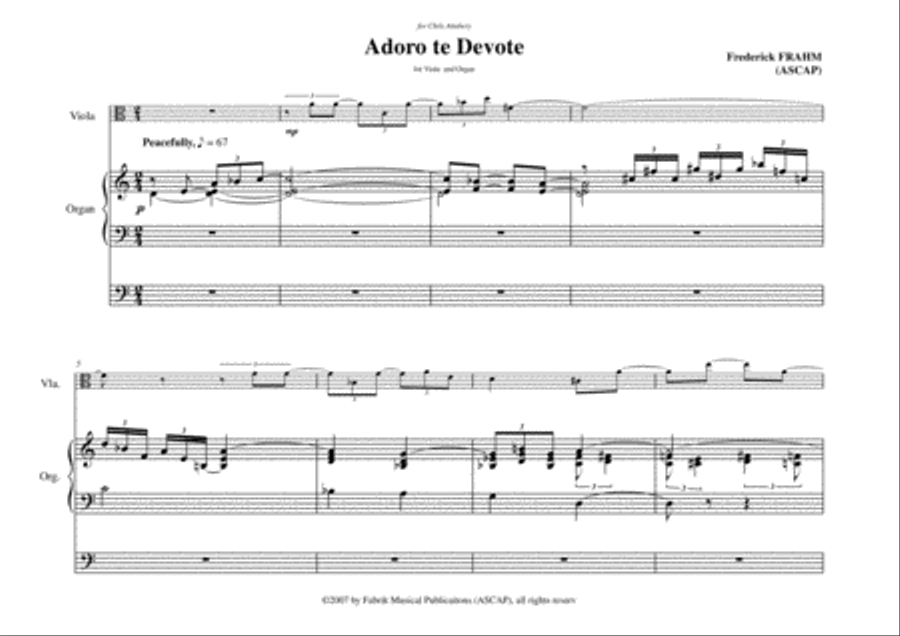 Frederick Frahm: Adoro Te Devote for viola and organ String Duet scores gallery preview page 2