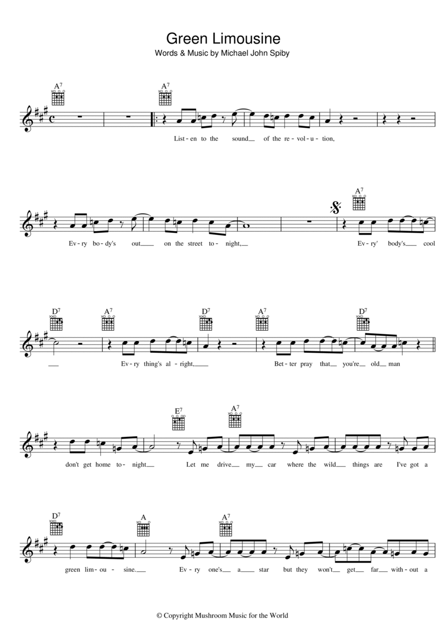 Green Limousine Piano scores gallery preview page 1