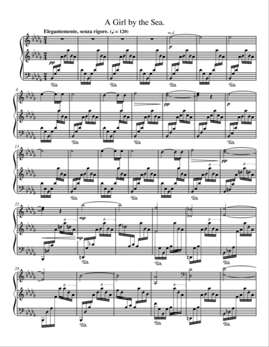 A Girl by the Sea Piano Solo scores gallery preview page 3