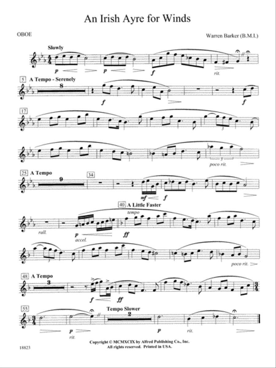 Irish Ayre for Winds: Oboe Concert Band scores gallery preview page 1