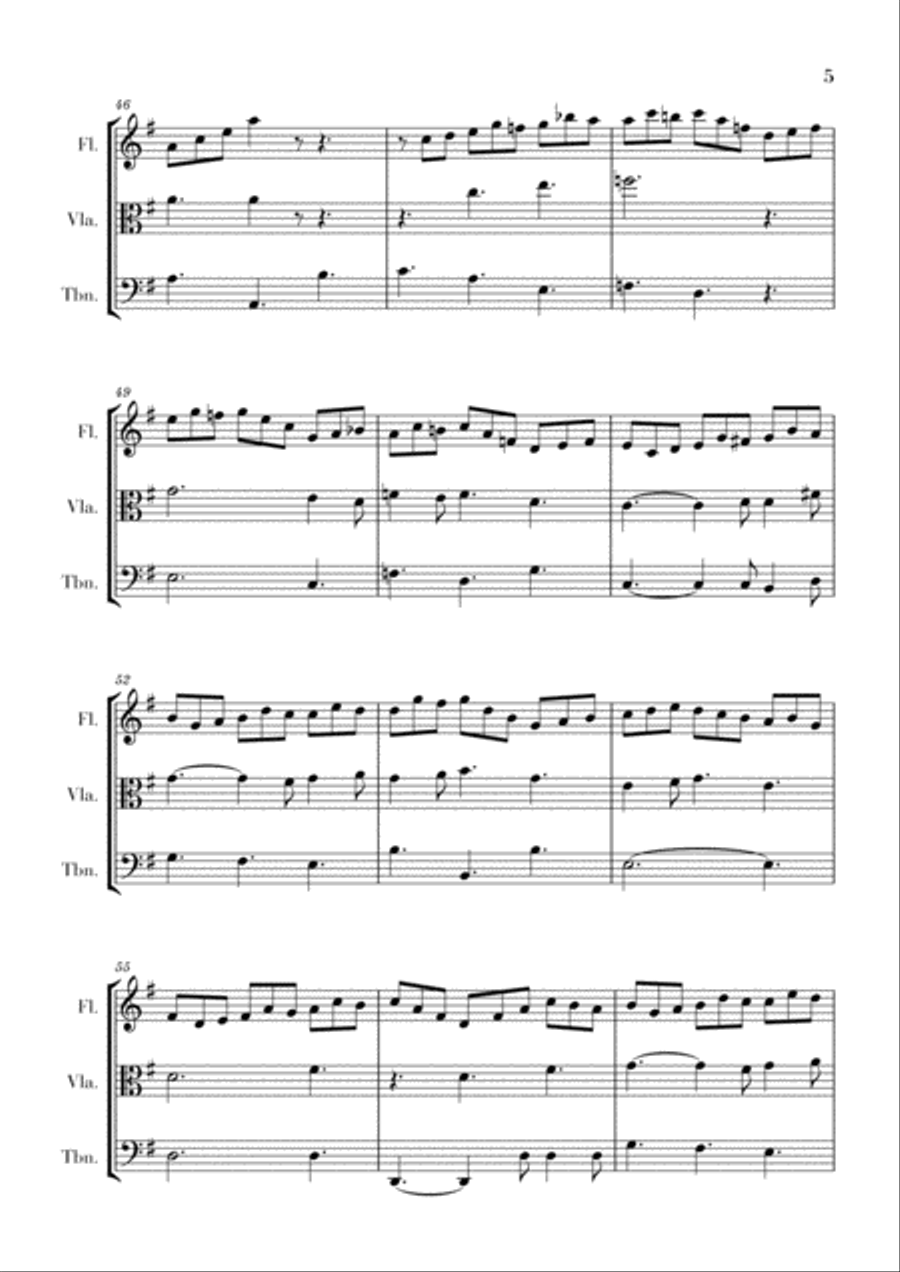 Bach - Jesus bleibet meine Freude for Flute, Viola and Trombone Brass Ensemble scores gallery preview page 5