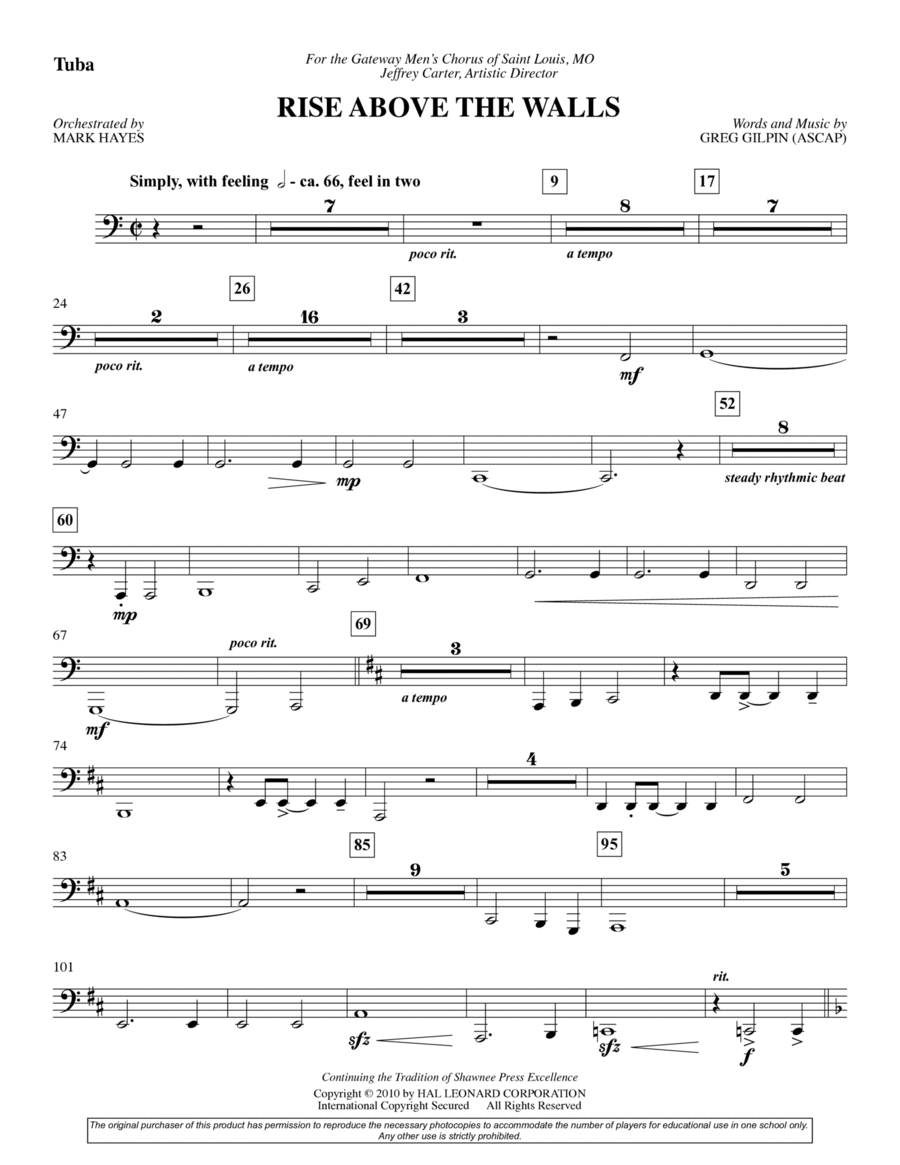 Rise Above The Walls - Tuba Choir scores gallery preview page 1