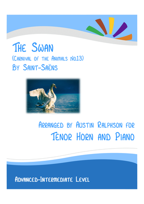 The Swan (Carnival of the Animals No.13) - tenor horn and piano with FREE BACKING TRACK