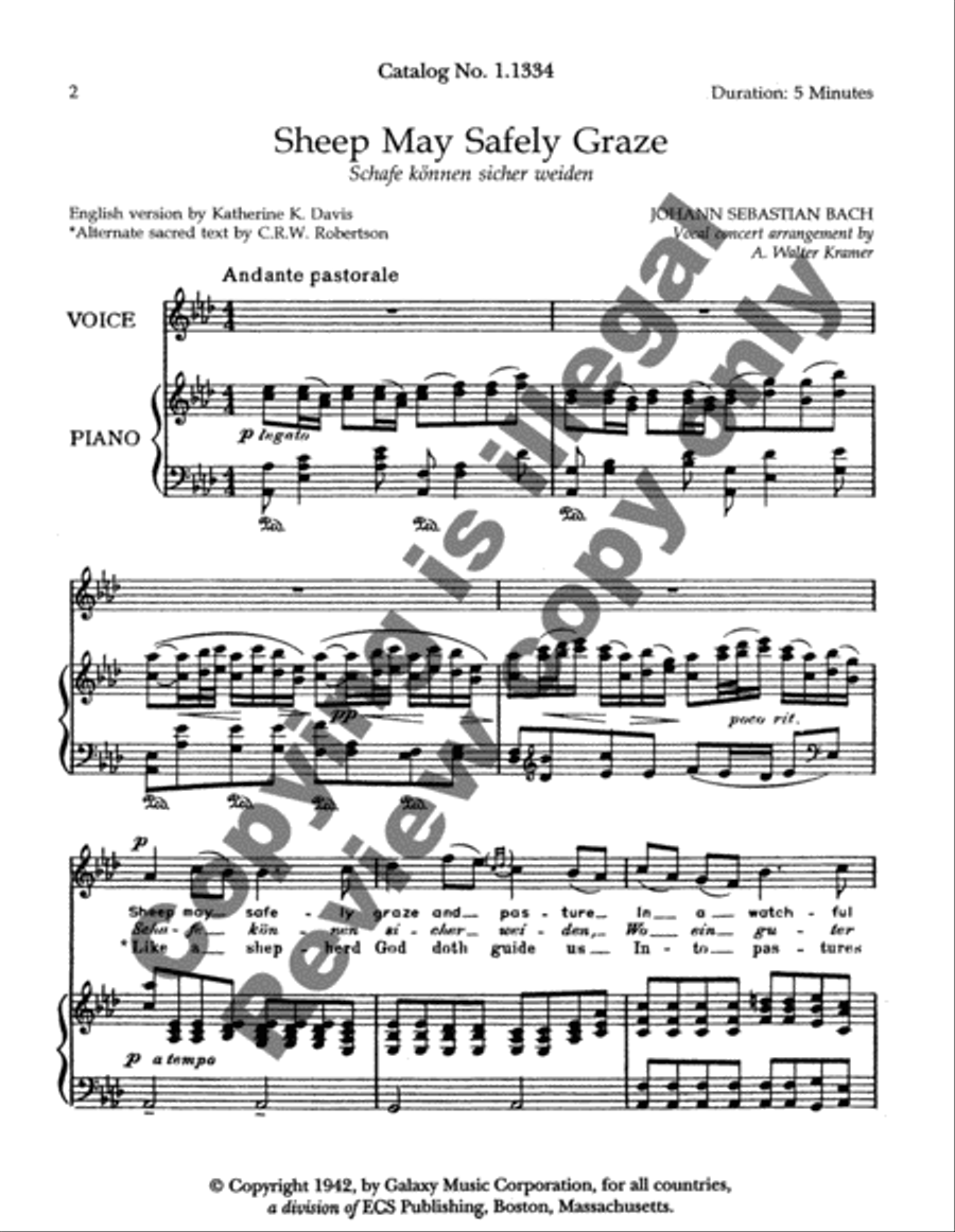 Sheep May Safely Graze High Voice scores gallery preview page 6
