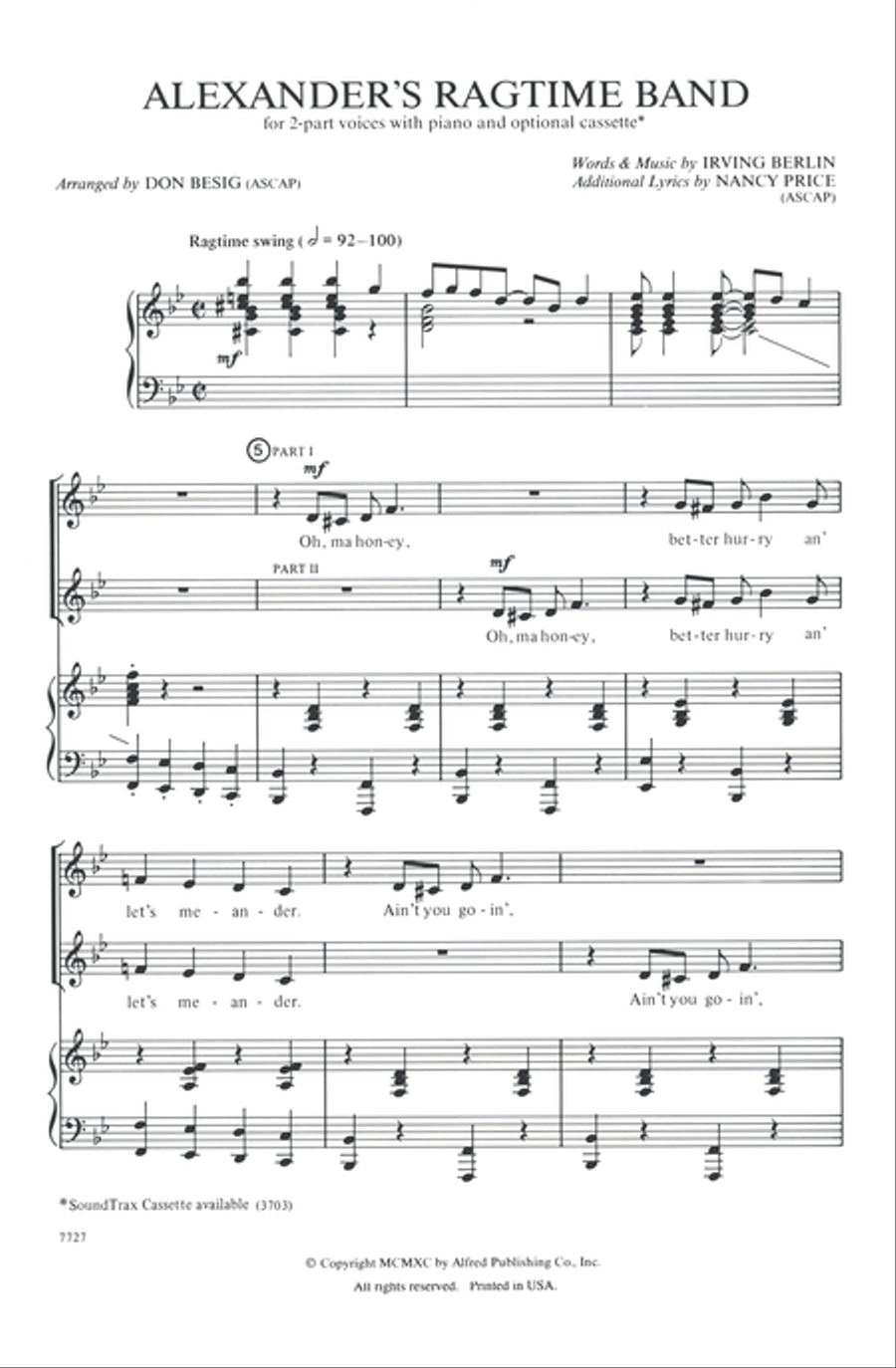 Alexander's Ragtime Band 2-Part scores gallery preview page 2