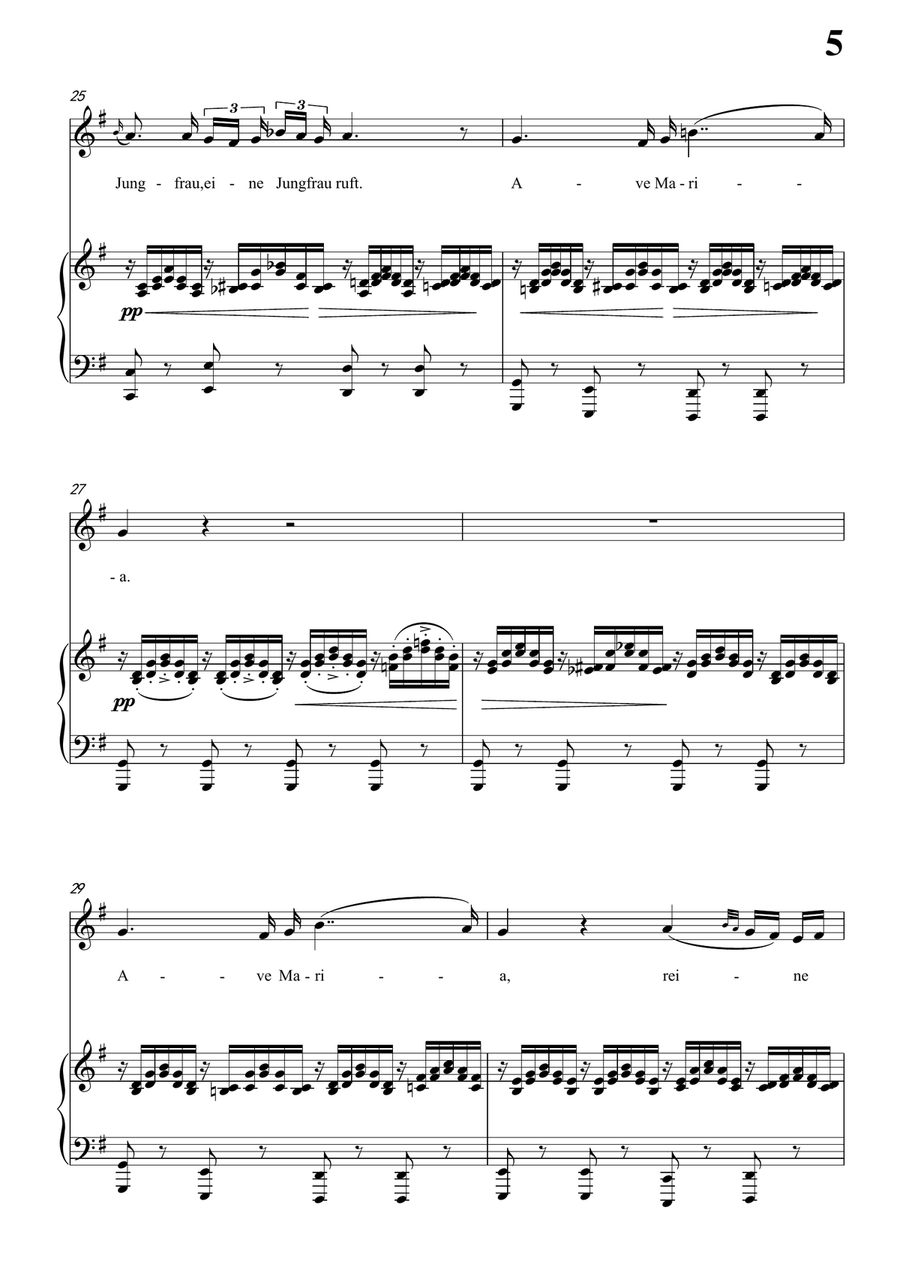 Schubert - Ave Maria for voice and piano (in G Key) Piano, Vocal scores gallery preview page 5