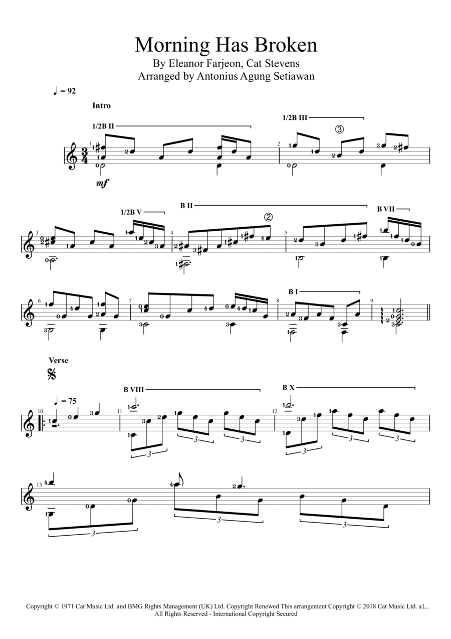 Morning Has Broken Morning Has Broken Electric Guitar scores gallery preview page 1
