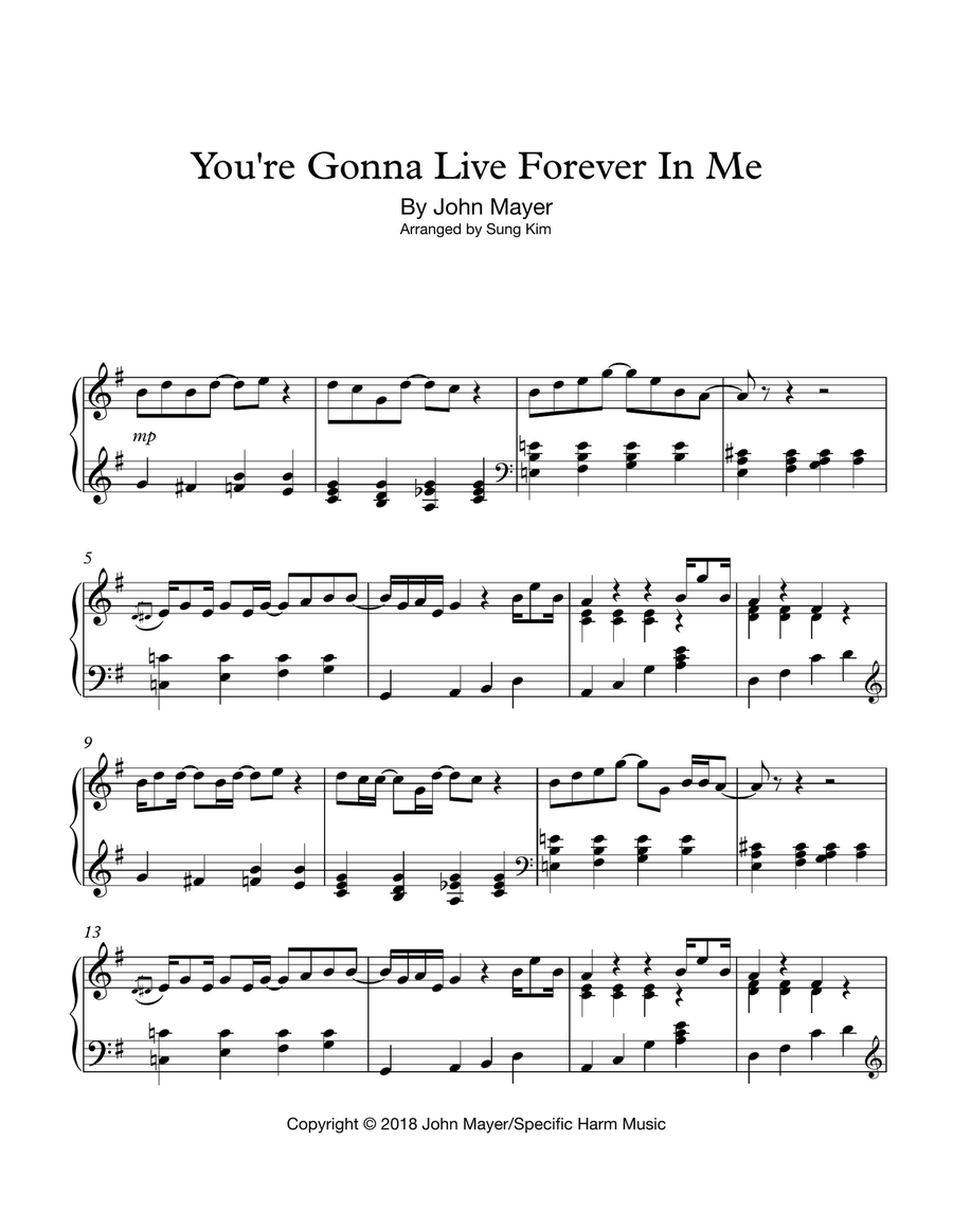 You're Gonna Live Forever In Me Piano Solo scores gallery preview page 2