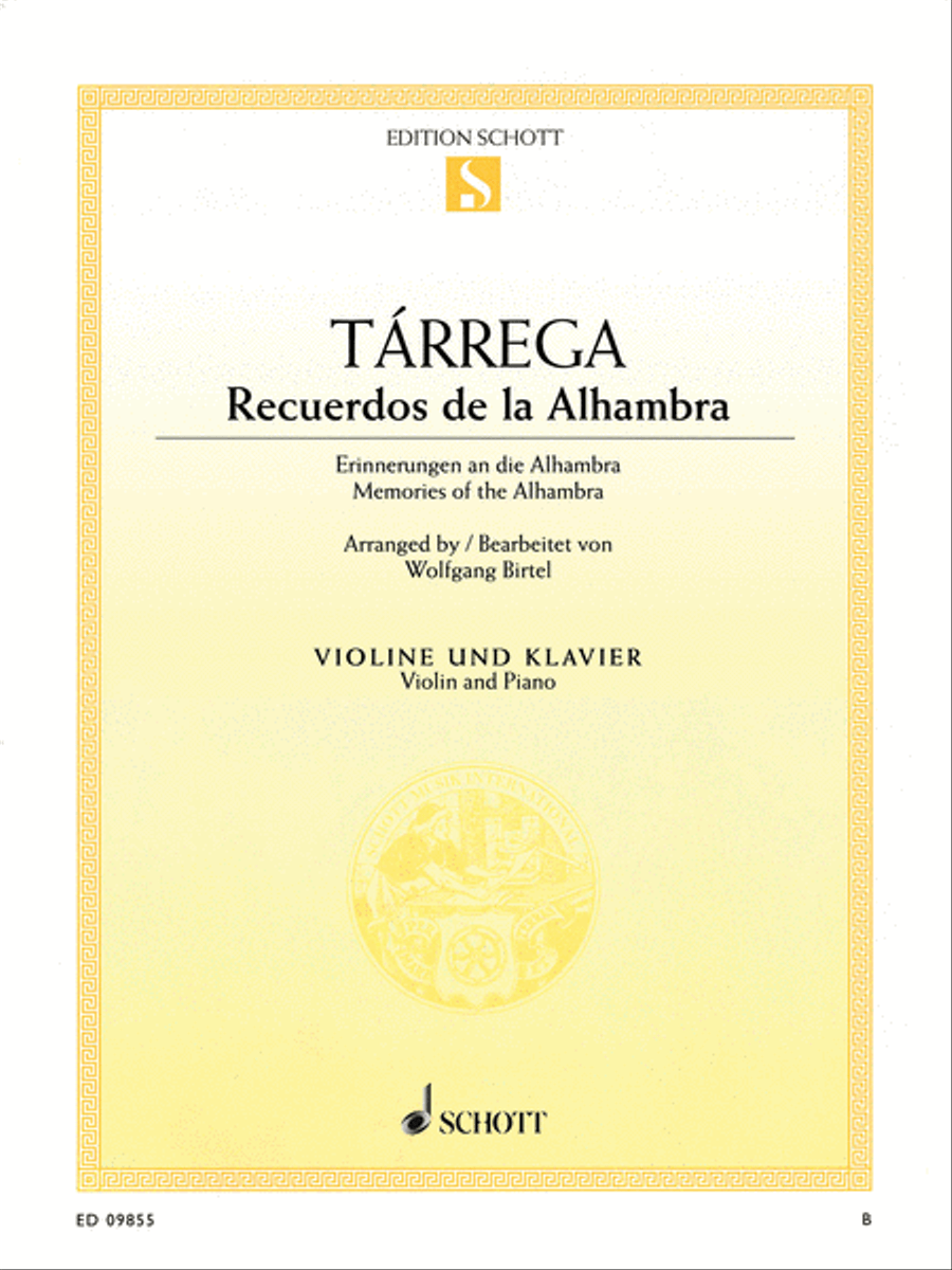 Recuerdos de la Alhambra (Memories of the Alhambra) Violin Solo scores gallery preview page 1